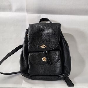 Coach Pebbled Black Leather Backpack